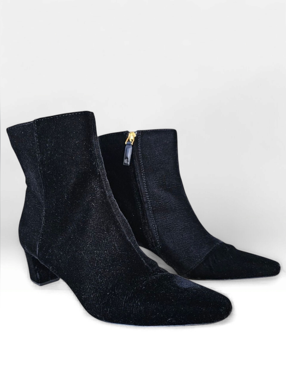 LAUREN Ralph Lauren Women Willa Black Velvet Ankle Boots 8B